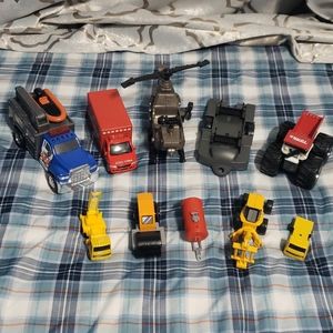 10 pc play cars lot toys Tonka trucks tractor
